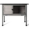 Big Space Small Elevated Rabbit Hutch With Hinged Asphalt Roof And Removable Tray