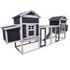 Outdoor Wooden Chicken Coop, 124" Large Hen Cage Rabbit House, Bunny Hutch with Ventilation Door, Removable Ramp Garden Backyard Pet House Chicken Nes