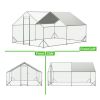 10 x 13ft Outdoor Large Metal Chicken Run Coop with 1 piece of Waterproof Cover, Garden Backyard Walk-in Hen Cage Poultry Pet Hutch for Farm Use
