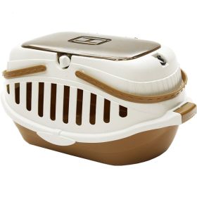 Portable small pet carrying basket (Color: coffee)