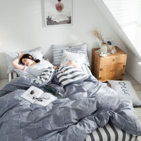 Cotton four-piece bed-lily print fashion simple cotton (Option: D-Quilt200x230cm)