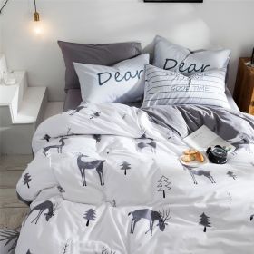 Cotton four-piece bed-lily print fashion simple cotton (Option: C-Quilt180x220cm)