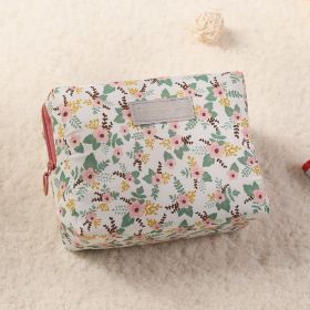 New Travel Wash Bag waterproof fashion cotton make-up package South Korea Mini cute cosmetics receipt wholesale (Option: Floral on white)
