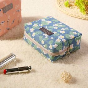New Travel Wash Bag waterproof fashion cotton make-up package South Korea Mini cute cosmetics receipt wholesale (Option: Blue bottom floral)