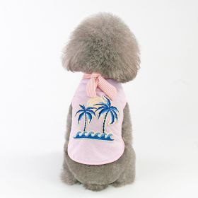 Coconut tree embroidery from pet clothing (Option: Pink-XL)