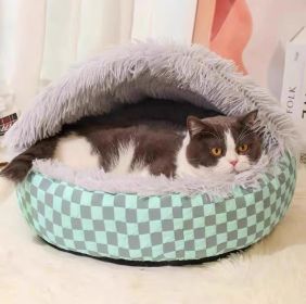 Pet Warm Diamond Quilt Closed Nest (Option: Gray-40cm)