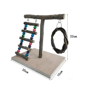 Solid Wood Parrot Station Frame Training Bird Shelf Parrot Toys (Option: Section E)