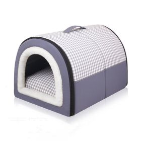 Winter Thicken Thermal Four Seasons Universal Semi-enclosed Pet Bed (Option: Elegant Gray-XL)