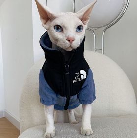 Hairless Cat Clothes Warm Pet Cat Clothes (Option: Sapphire blue-L)